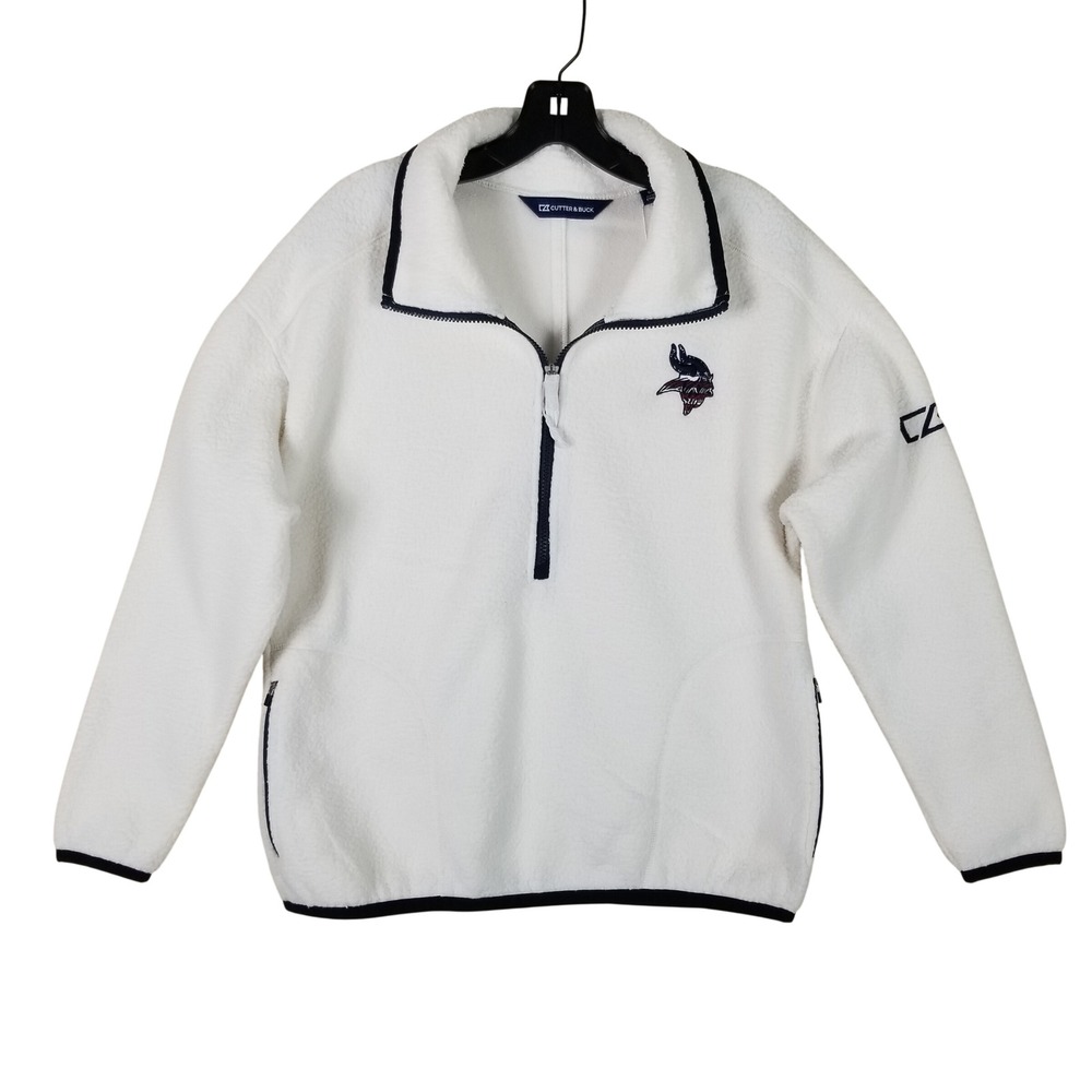 Cutter & Buck Sherpa Fleece Pullover Women S White Vikings NFL Quarter Zip